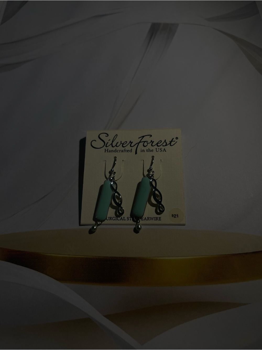 Silver Forest Teal and Silver Twist Dangle Earrings
